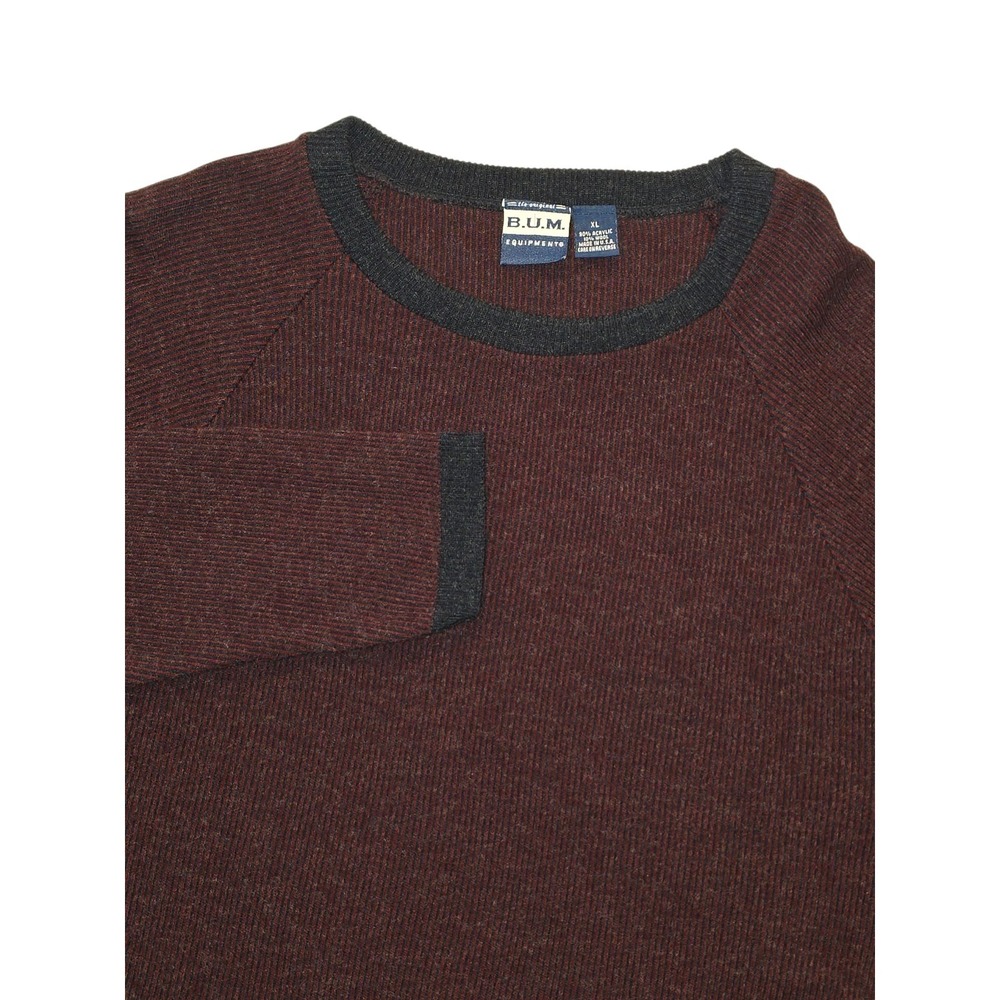Vintage BUM Equipment Sweater XL Fits S USA Maroon Black 90s Knit